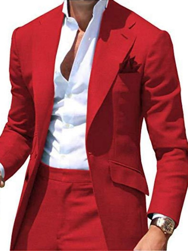 Single-Breasted One-Button Tailored Wedding Suit For Men 2-Piece Set