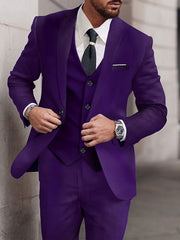 Single-Breasted One-Button Wedding Suit For Men Standard Fit 3-Piece Set