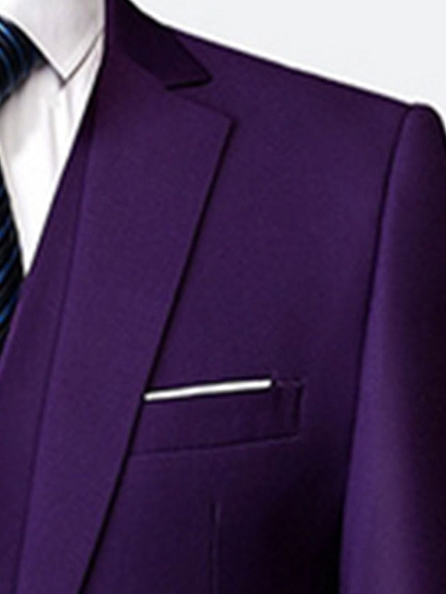 Single-Breasted One-Button Wedding Suit For Men Standard Fit 3-Piece Set