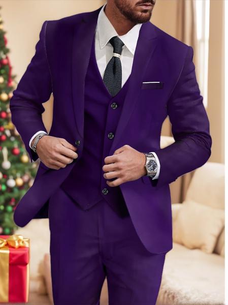 Single-Breasted One-Button Wedding Suit For Men Standard Fit 3-Piece Set