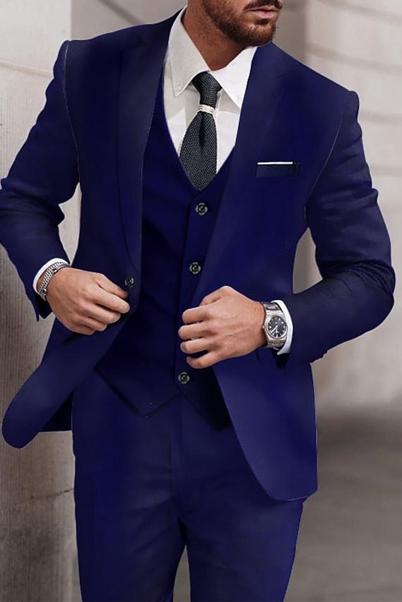 Single-Breasted One-Button Wedding Suit For Men Standard Fit 3-Piece Set
