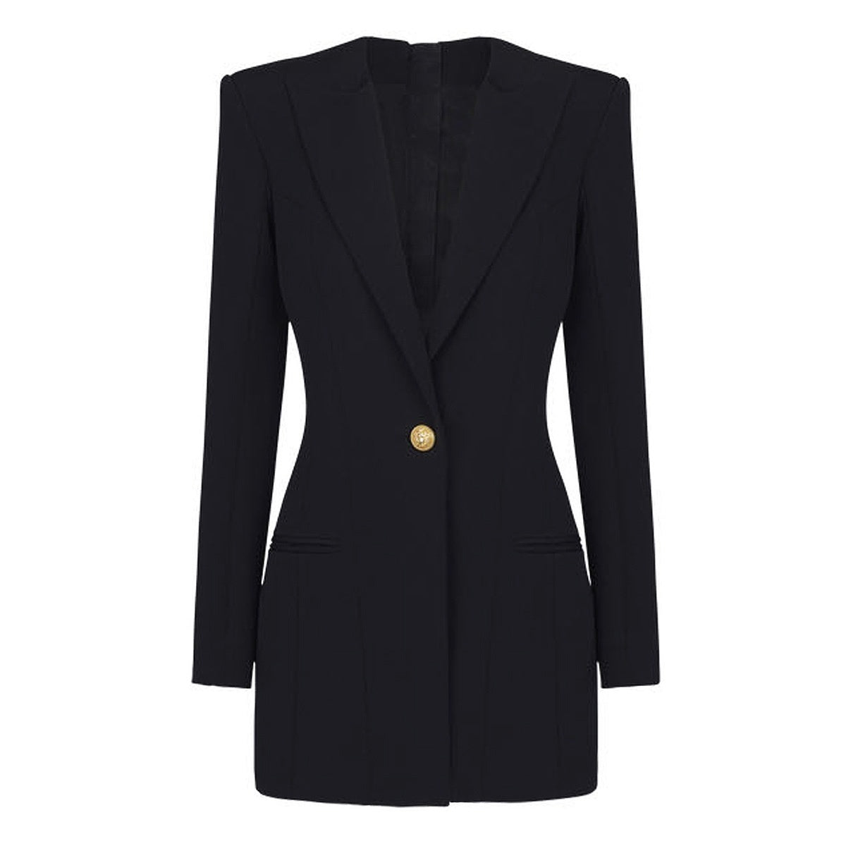 Single-Breasted Peak Lapel Blazer With Long Sleeves For Women
