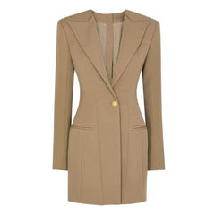 Single-Breasted Peak Lapel Blazer With Long Sleeves For Women