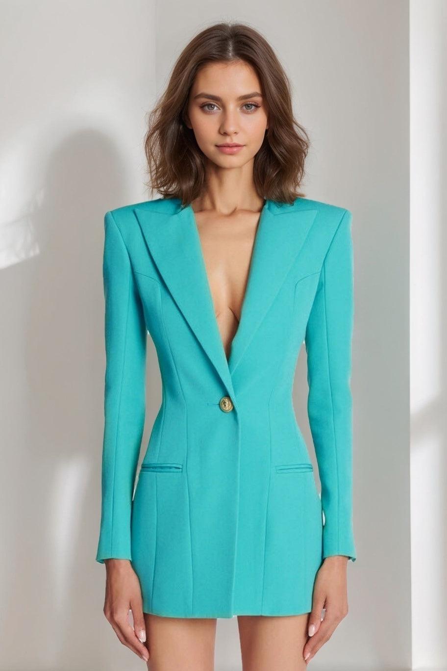 Single-Breasted Peak Lapel Blazer With Long Sleeves For Women