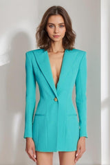 Single-Breasted Peak Lapel Blazer With Long Sleeves For Women
