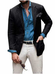 Single-Breasted Two-Button Blazer Jacket With A Tailored Fit For Men