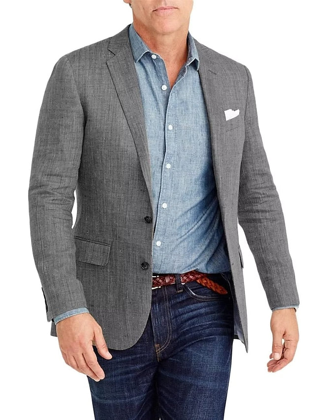 Single-Breasted Two-Button Blazer Jacket With A Tailored Fit For Men
