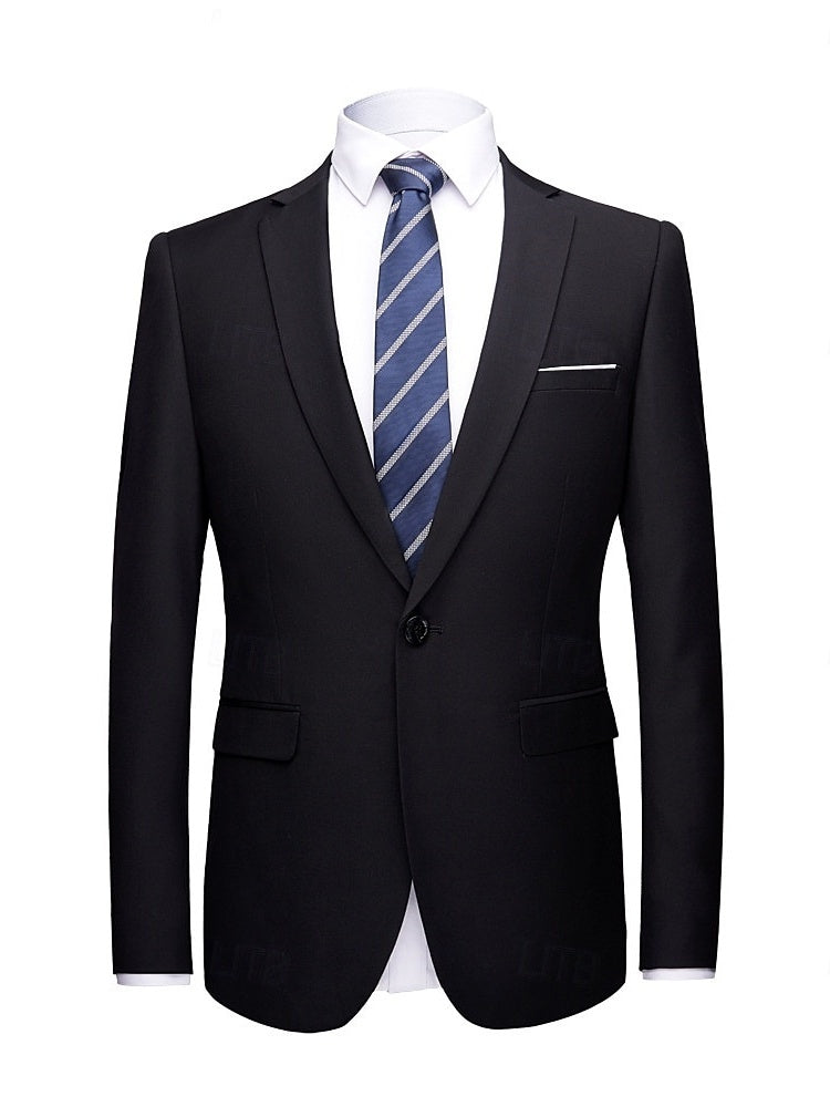 Single-Button Casual Blazer Jacket For Men In Solid Colors Tailored Fit