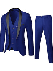 Single-Button One-Breasted Three-Piece Wedding Suit For Men Standard Fit