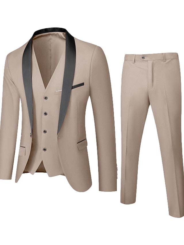 Single-Button One-Breasted Three-Piece Wedding Suit For Men Standard Fit