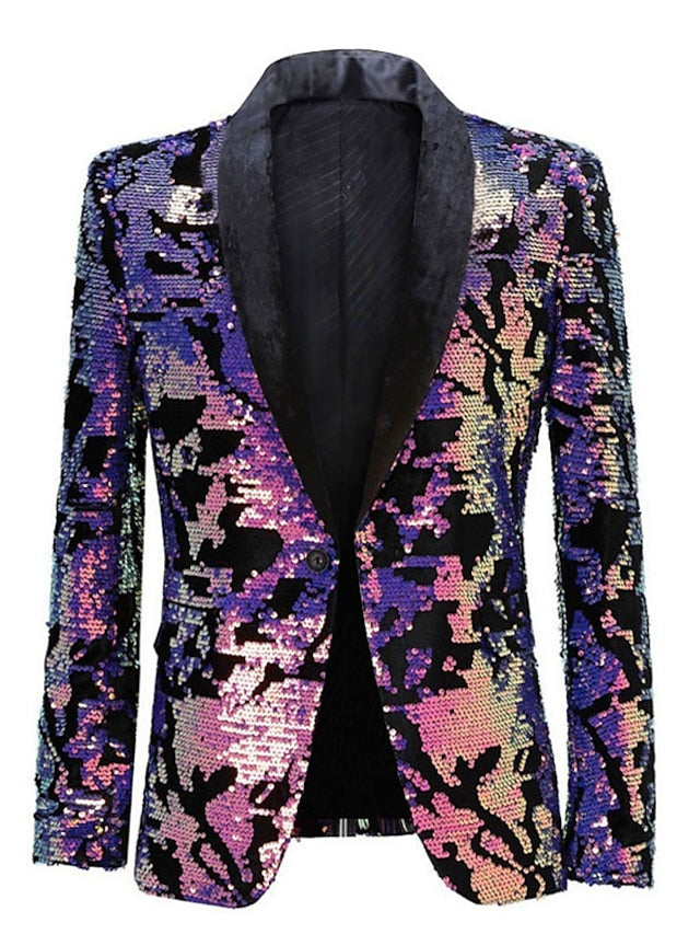 Single-Button Sequin Blazer For Men In Regular Fit
