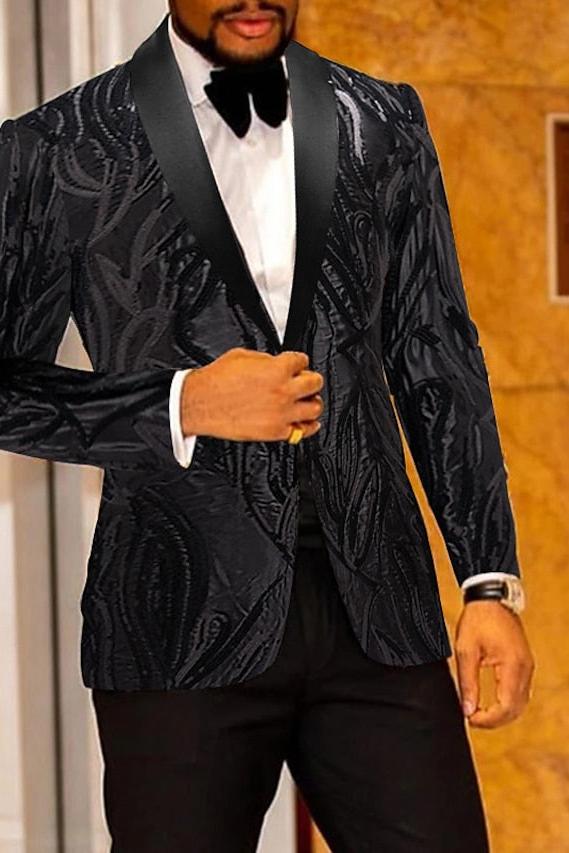 Single-Button Sequin Tuxedo Suit For Men's Parties 2-Piece Set