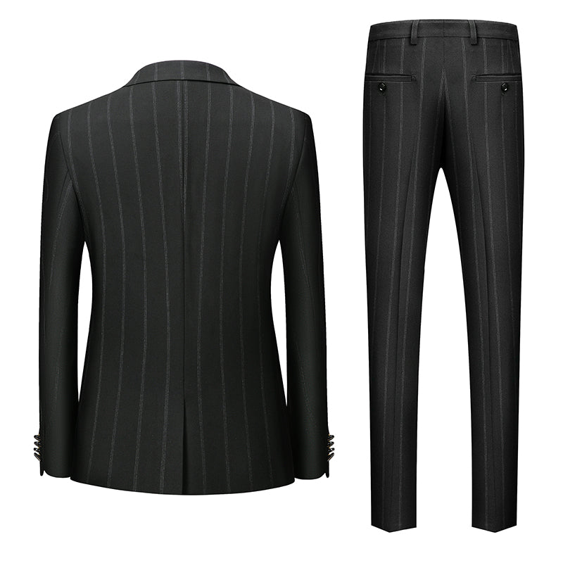 Single-Button Striped Wedding Suit For Men Tailored Fit In Three Pieces