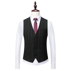 Single-Button Striped Wedding Suit For Men Tailored Fit In Three Pieces
