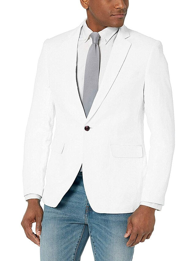 Single-Button Tailored Blazer Jacket For Men