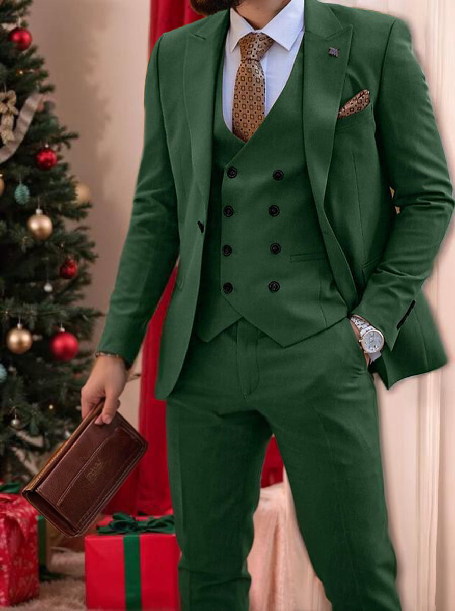 Single-Button Tailored Fit Three-Piece Wedding Suit For Men