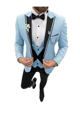 Single-Button Tailored Fit Three-Piece Wedding Suit For Men