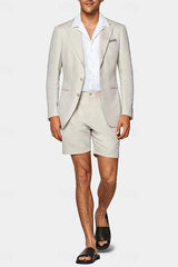 Single-Button Tailored Linen Suit For Men Two-Piece Set