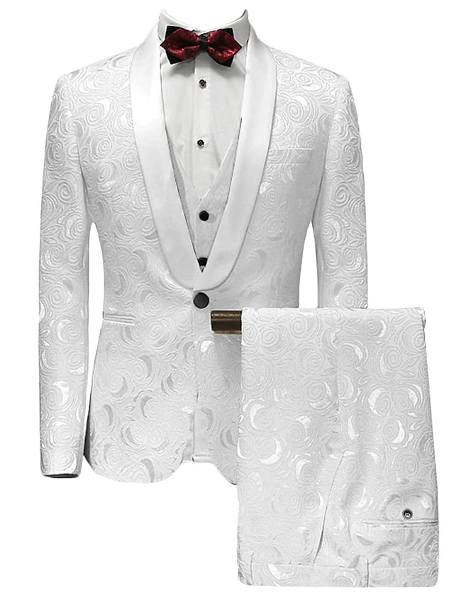 Single-Button Tailored Men's 3-Piece Wedding Suit
