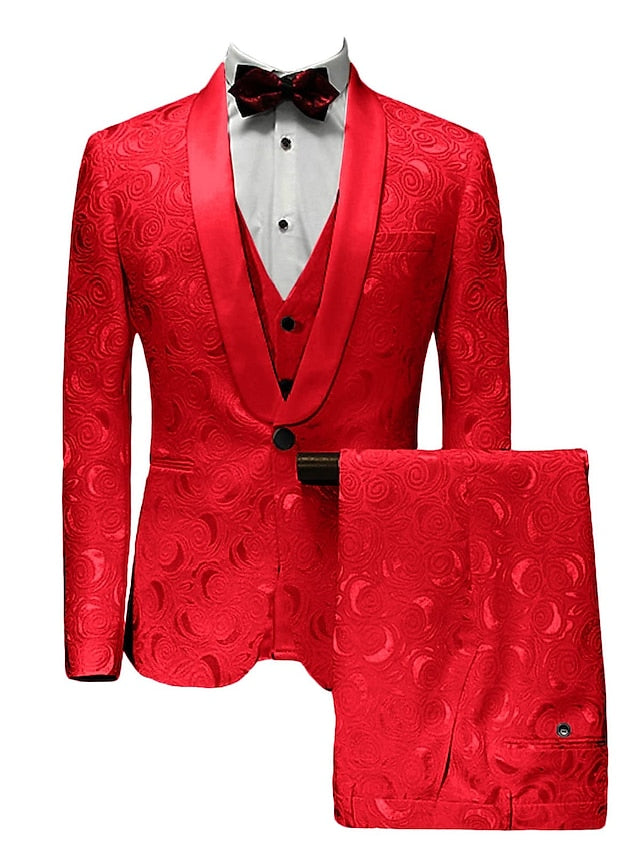 Single-Button Tailored Men's 3-Piece Wedding Suit