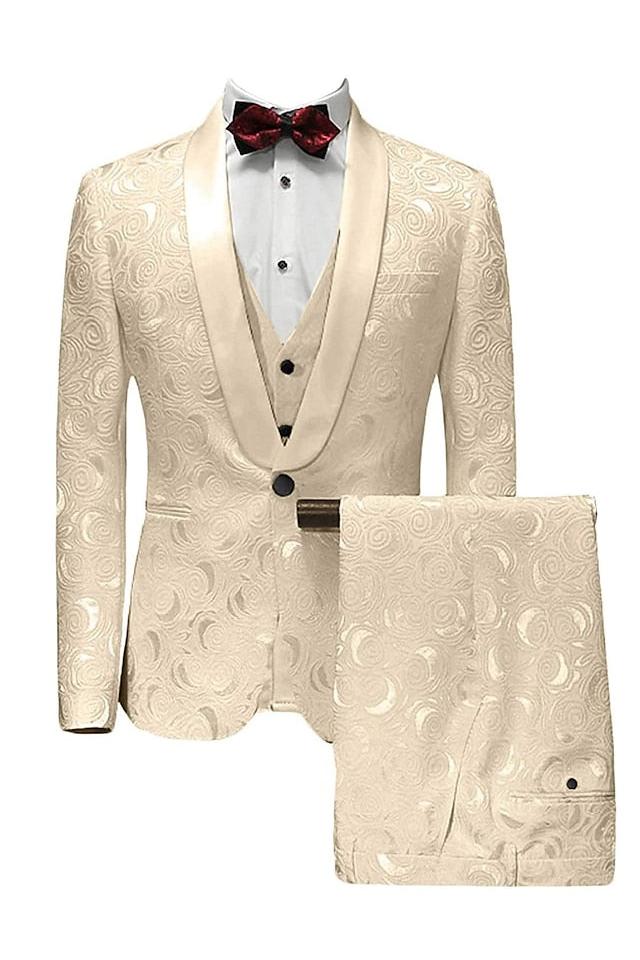 Single-Button Tailored Men's 3-Piece Wedding Suit