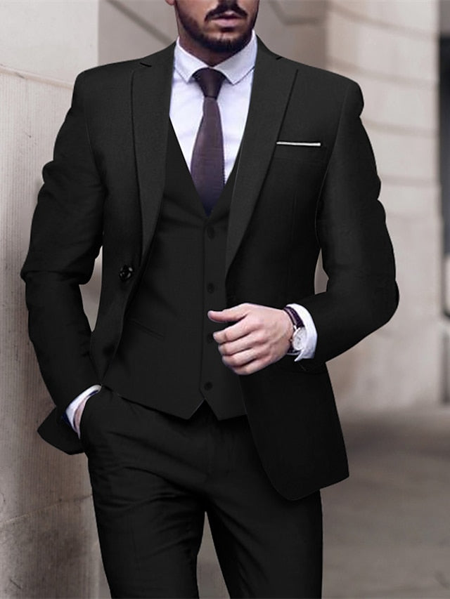Single-Button Tailored Men's Wedding Suit In Three Pieces