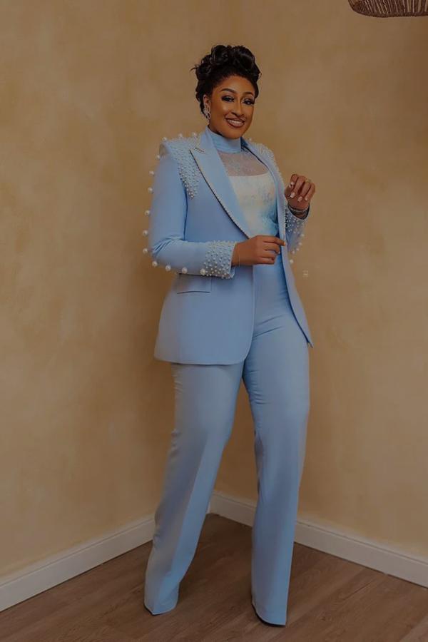 Dressystars Sky Blue Women Suits 3 Pieces Beaded Party Mother of the Bride Suits Dressystars Sky Blue Women Suits 3 Pieces Beaded Party Mother of the Bride Suits