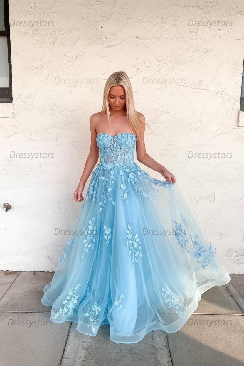 Orange Prom Dress Sweetheart Long Evening Dress with Appliques