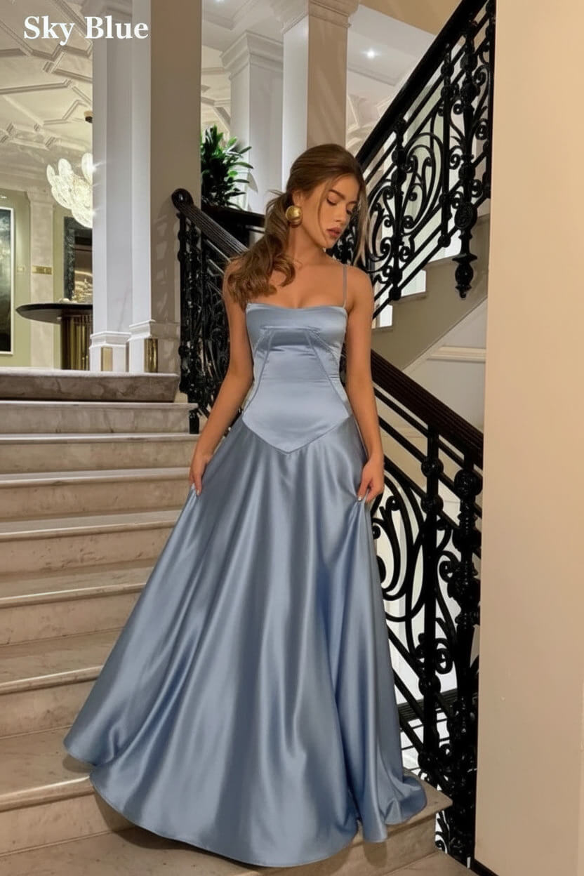 Dressystars Brown Luxe Silk-Look Long Evening Dress With Fitted Bodice Formal Evening Gown