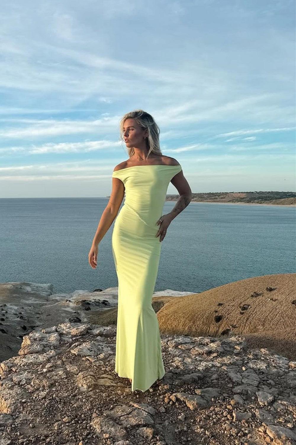 Off the Shoulder Mermaid Silhouette Prom Dress Formal Evening Gown