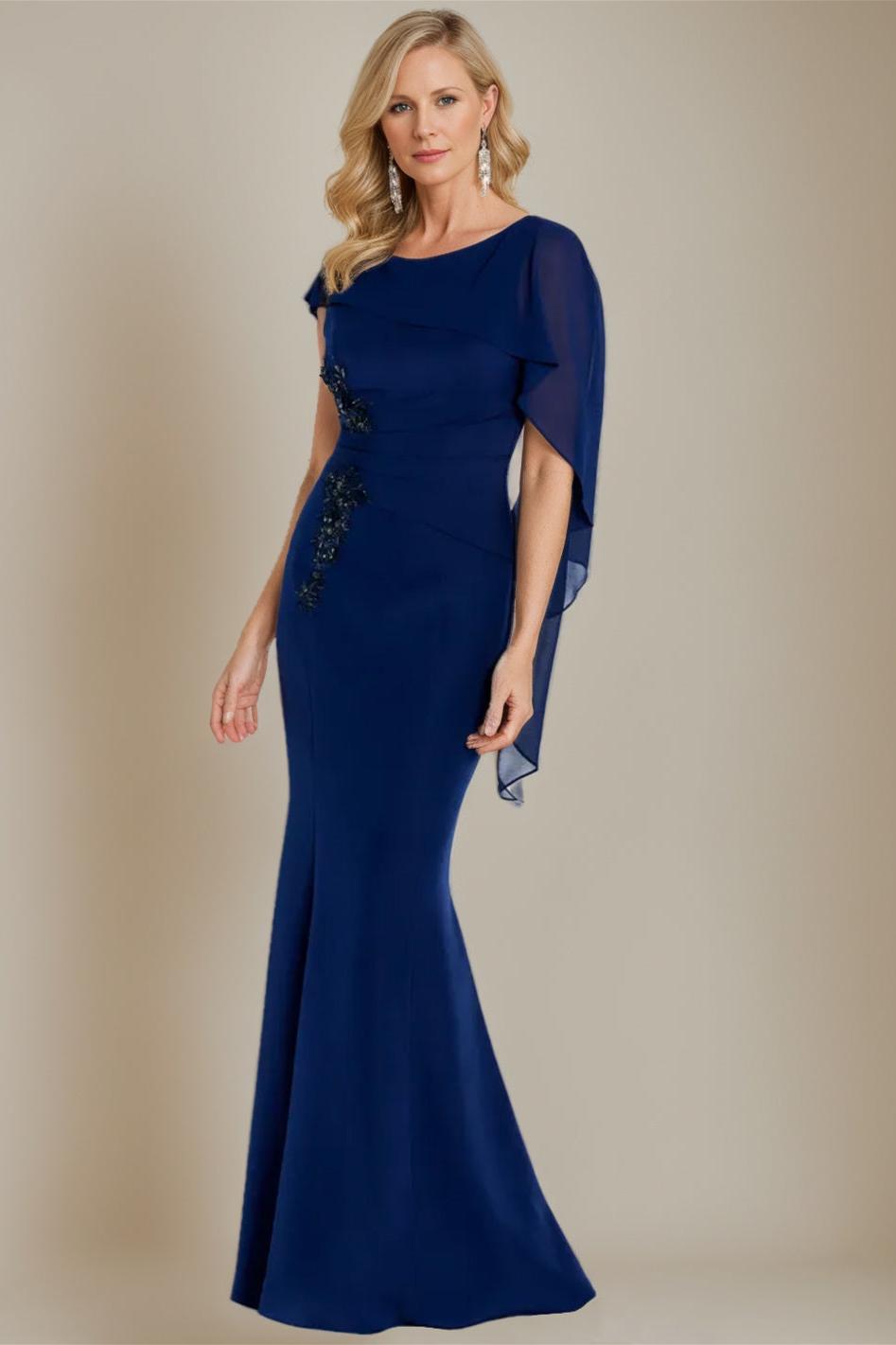 Sleeveless Floor-Length Bateau Neck Mermaid/Trumpet Mother of the Bride Dress