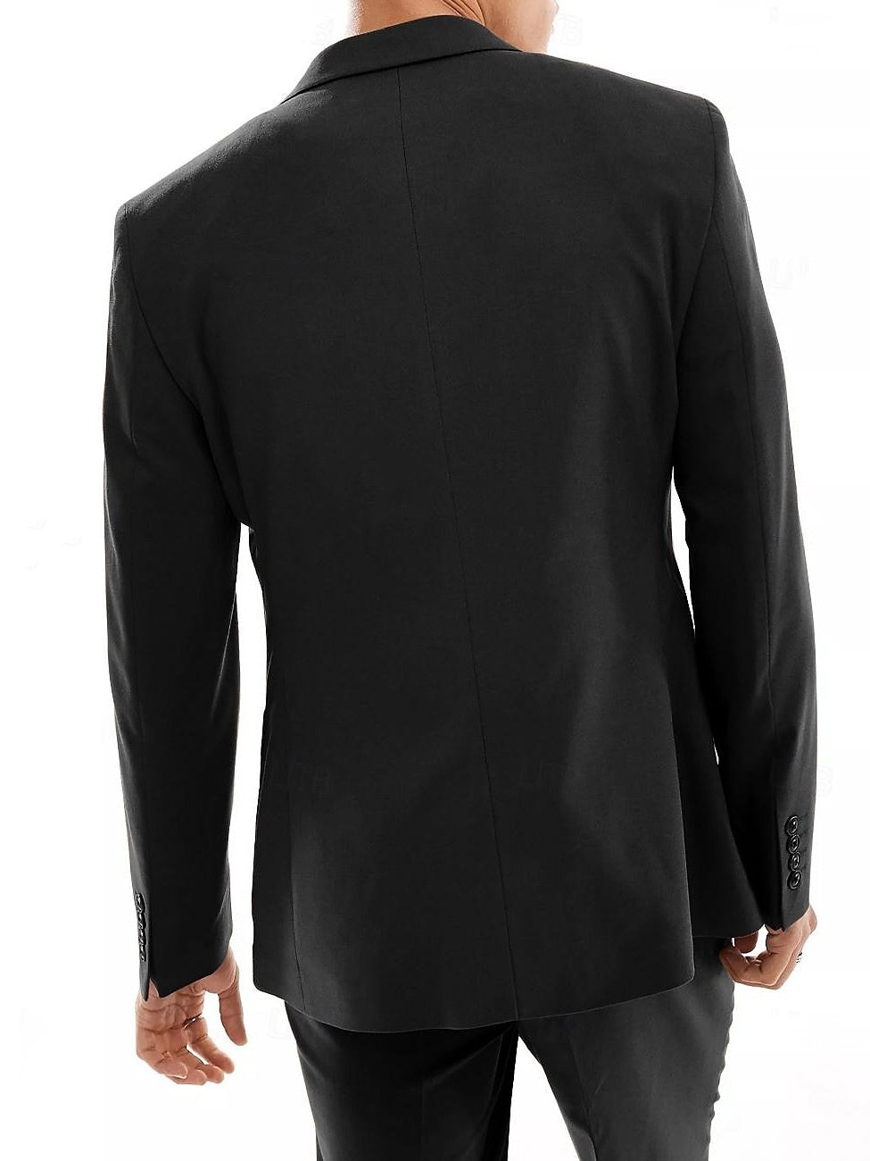 Slim Fit Double Breasted Six-Button Business Suit For Men In Black Green