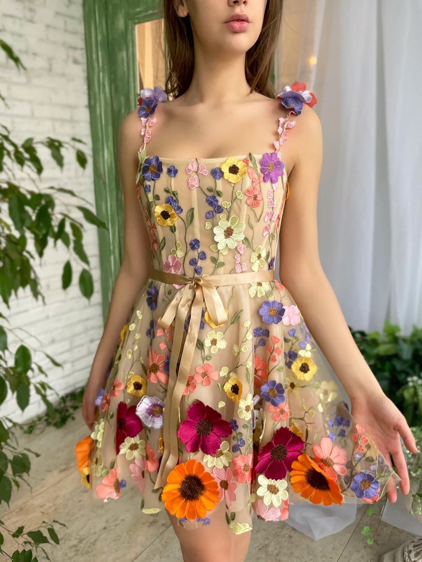 Sophie Homecoming Dress Pretty A Line Floral With 3D FlowersShort Party Cocktail Dress