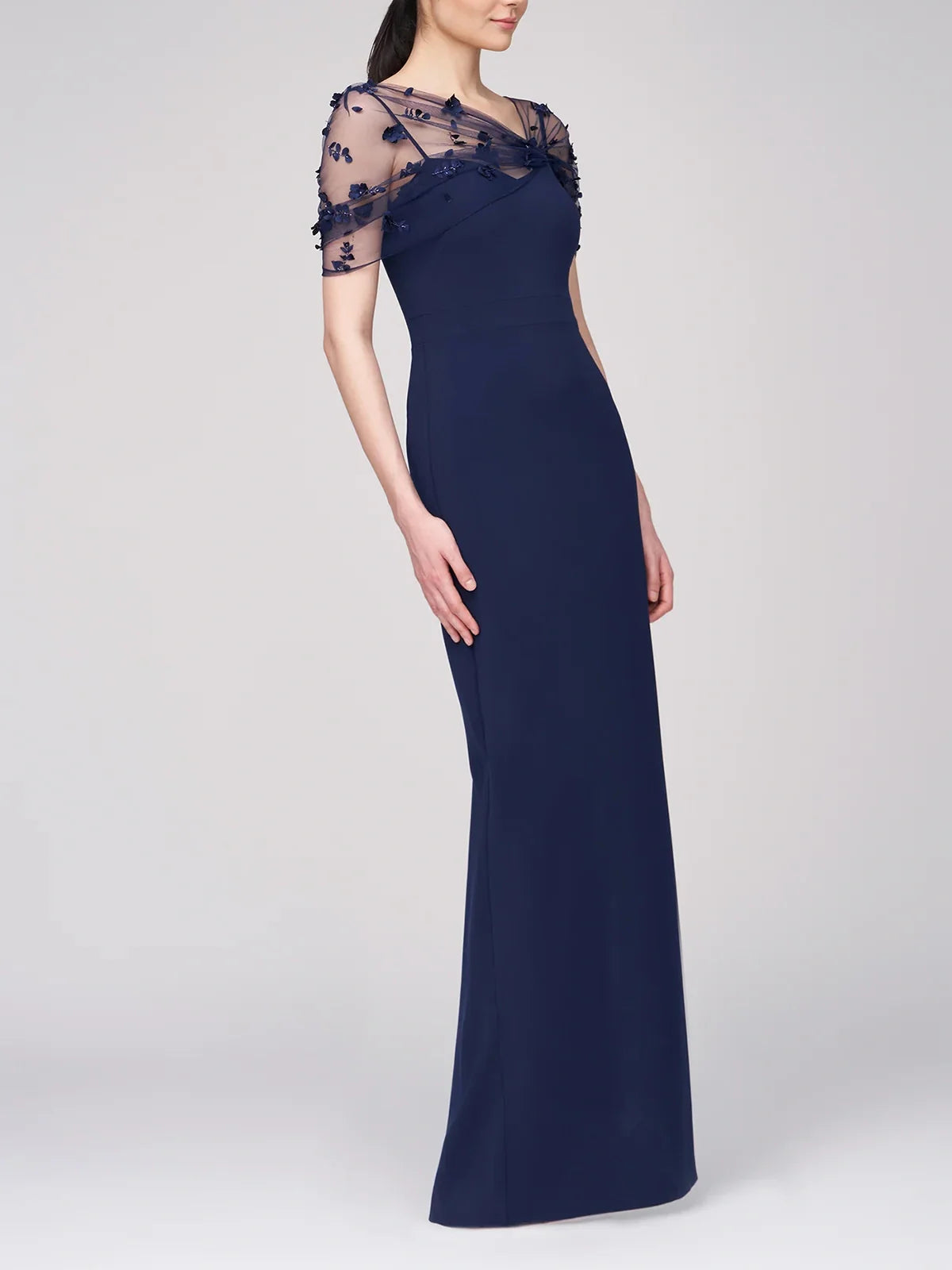 Spaghetti Strap Sleeveless Floor-Length Mother of the Bride Gown with Watteau Train