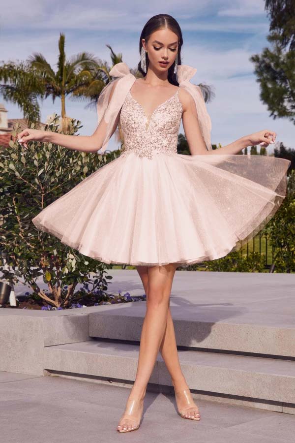 Spaghetti Straps Homecoming Dress Sleeveless Short Cocktail Dress With Appliques