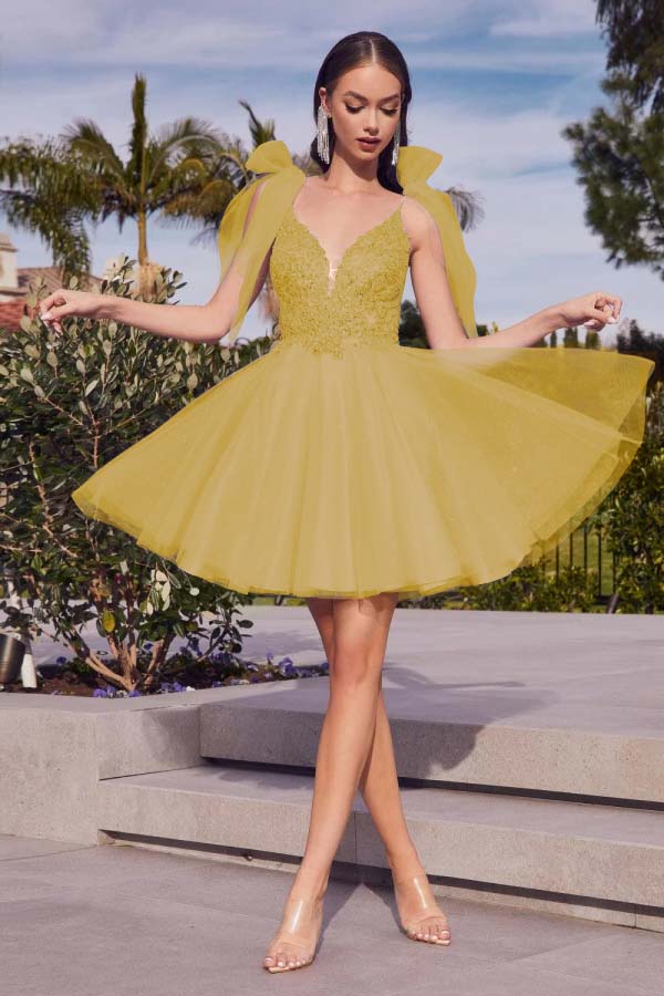 Spaghetti Straps Homecoming Dress Sleeveless Short Cocktail Dress With Appliques