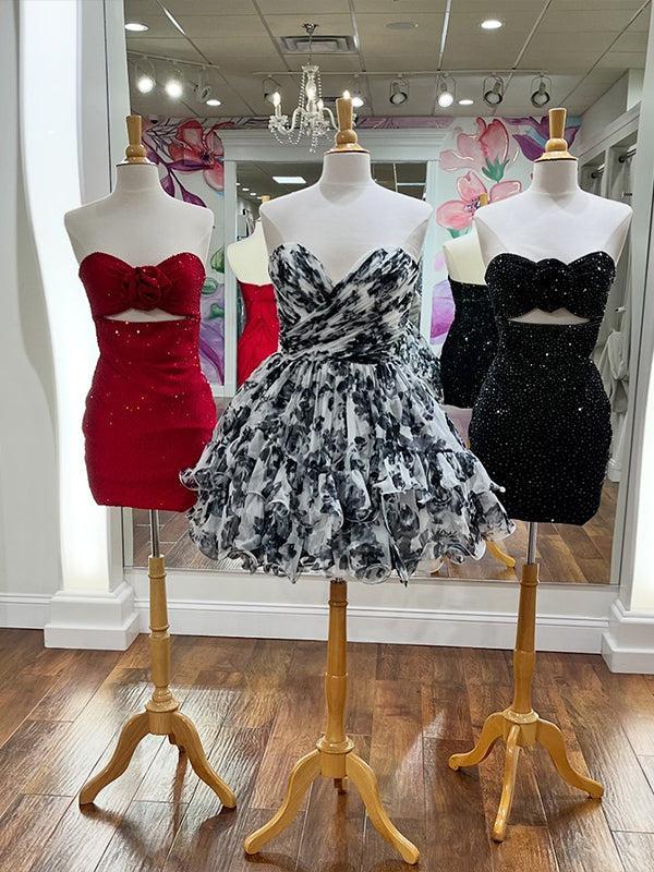 Sparkly Bodycon Strapless Short Homecoming Dress with Beading