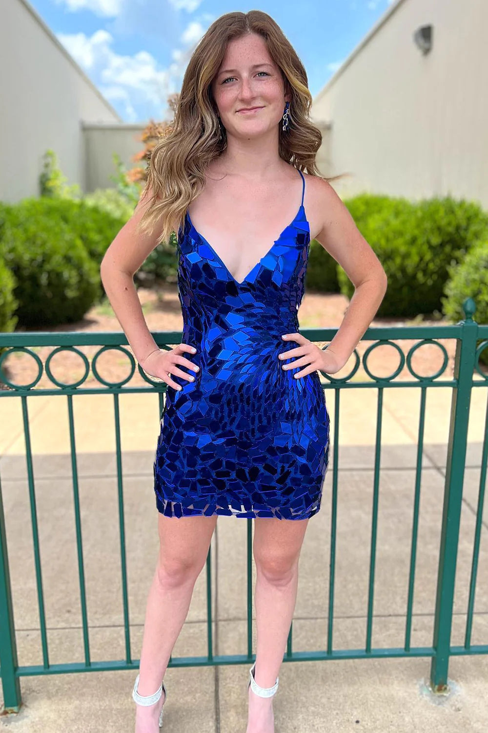 Sparkly Homecoming Dress Royal Blue Sequin Bodycon Fitting Short Party Cocktail Dress