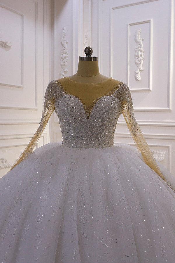 Dressystars Women Sparkly Wedding Dress Sequined Long Sleeves Princess Ball Gown Bridal Dress Dressystars Women Sparkly Wedding Dress Sequined Long Sleeves Princess Ball Gown Bridal Dress