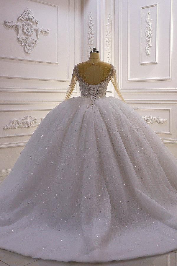 Dressystars Women Sparkly Wedding Dress Sequined Long Sleeves Princess Ball Gown Bridal Dress Dressystars Women Sparkly Wedding Dress Sequined Long Sleeves Princess Ball Gown Bridal Dress