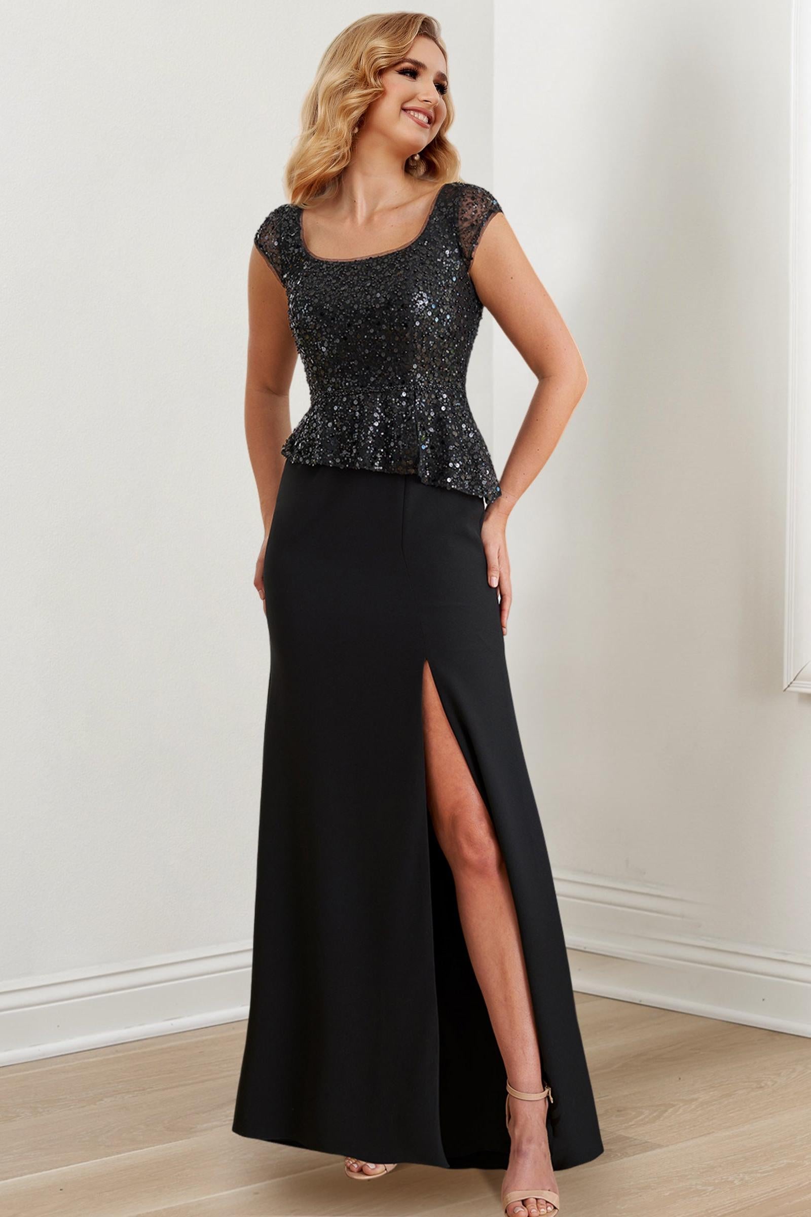 Square-Neck Floor-Length Sheath/Column Mother of the Bride Gowns