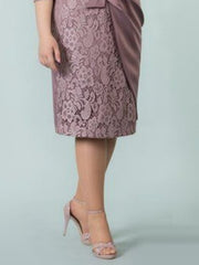 Square Neck Tea-Length Sheath/Column Dresses for the Mother of the Bride