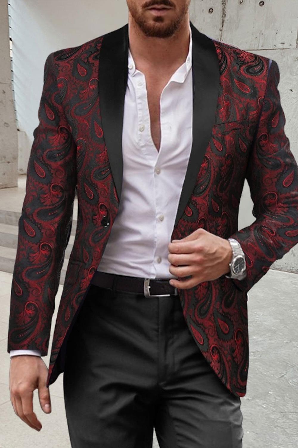 Standard Fit Men's Single Breasted Shawl Collar Disco Tuxedo For Prom Or Dinner Party