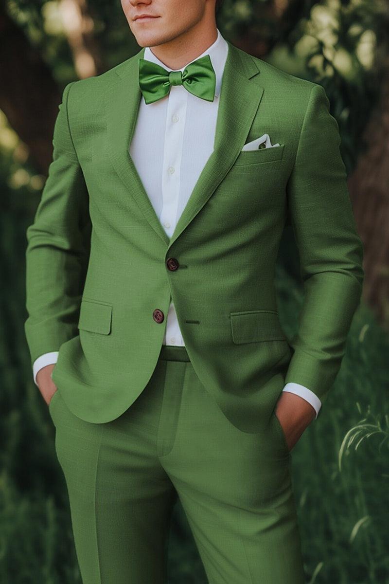 Standard Fit Two-Button Green Men's Beach Wedding Suit Set
