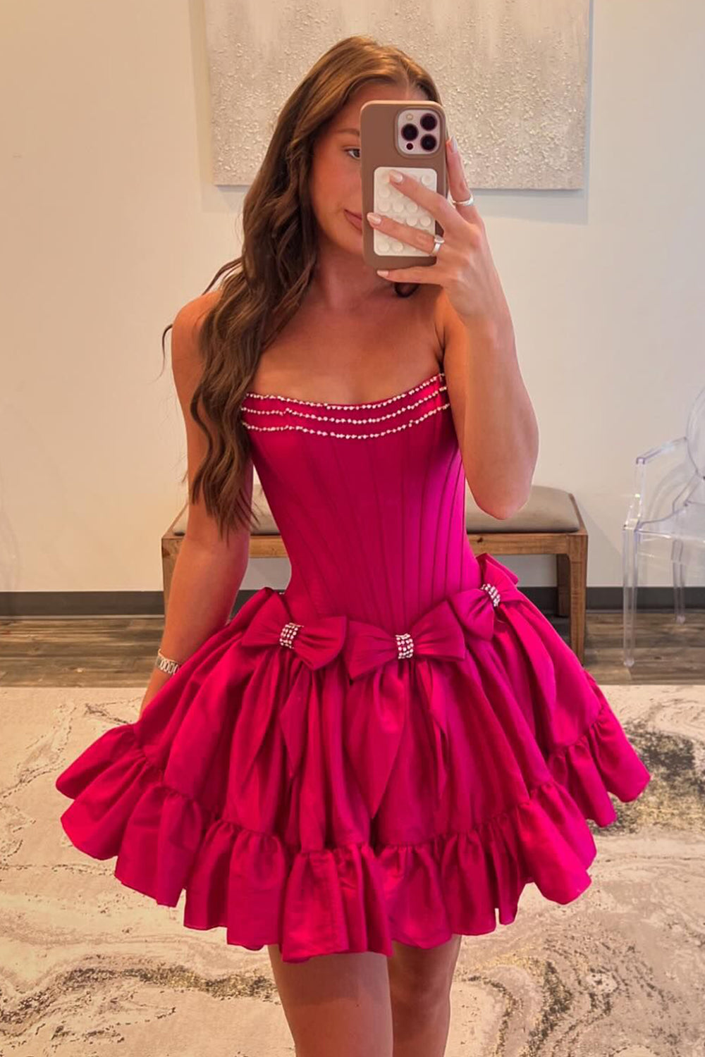 Strapless A Line Black Homecoming Dresses Corset Short Cocktail Dresses With Ruffles