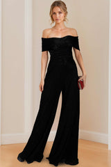 Strapless Floor-Length Jumpsuit in Crinkle Chiffon for the Mother of the Bride
