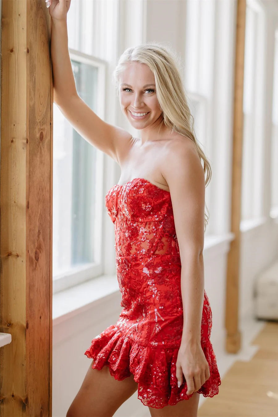 Strapless Homecoming Dress Lavender Sequin Style Bodycon Fitting Mini with ruffle Short Party Cocktail Dress