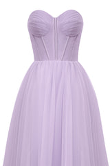 Strapless Homecoming Dress Puffy Midi Tulle MaterialShort Party Cocktail Dress