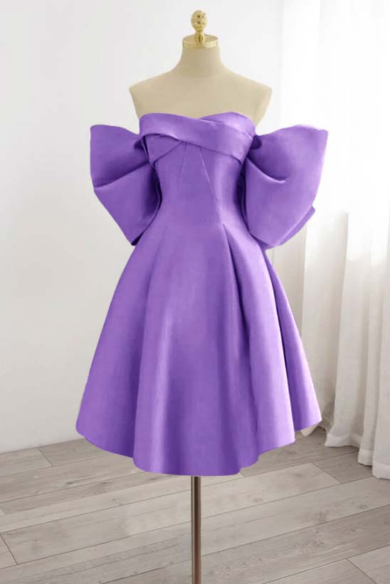 Strapless Homecoming Dress Sleeveless Short Cocktail Dress With Bowknot Pleated