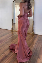 Yellow Mermaid Sweetheart Long Satin Prom Dress with Slit